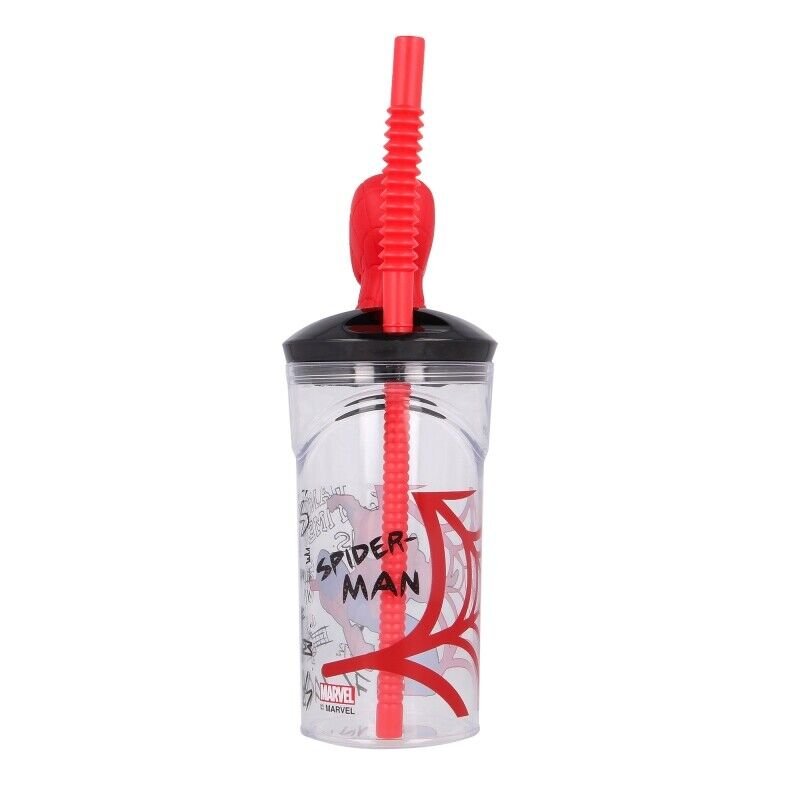 Spiderman 3d bottle with straw