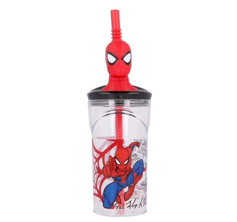 Spiderman 3d bottle with straw