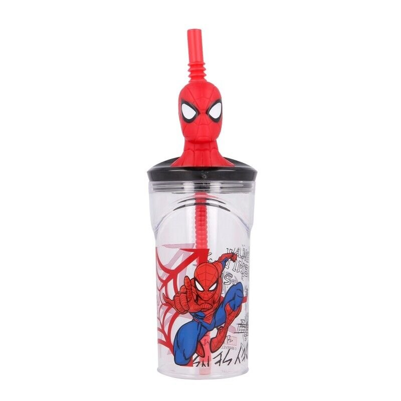 Spiderman 3d bottle with straw