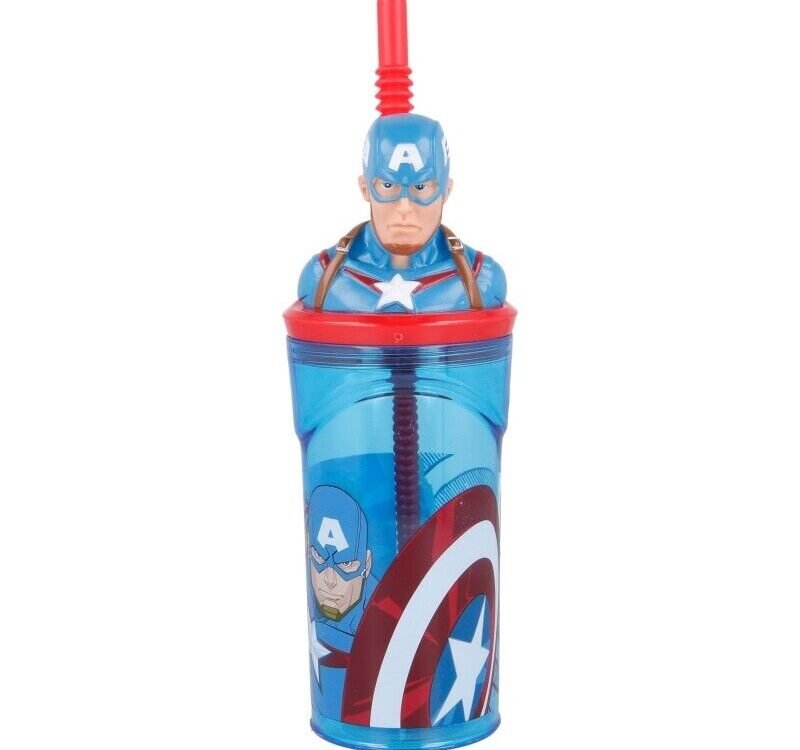 Captain America 3d bottle with straw