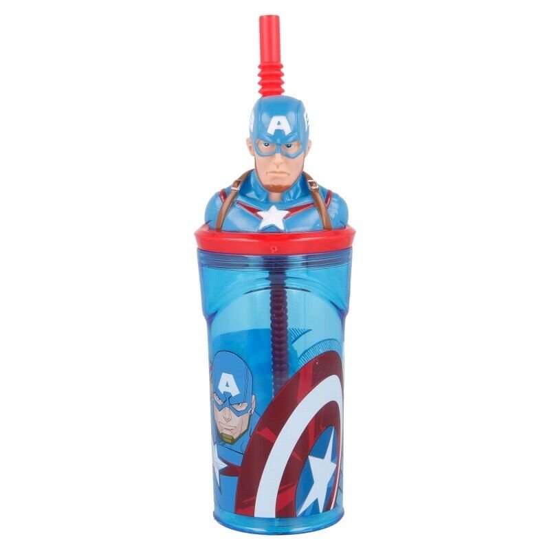 Captain America 3d bottle with straw