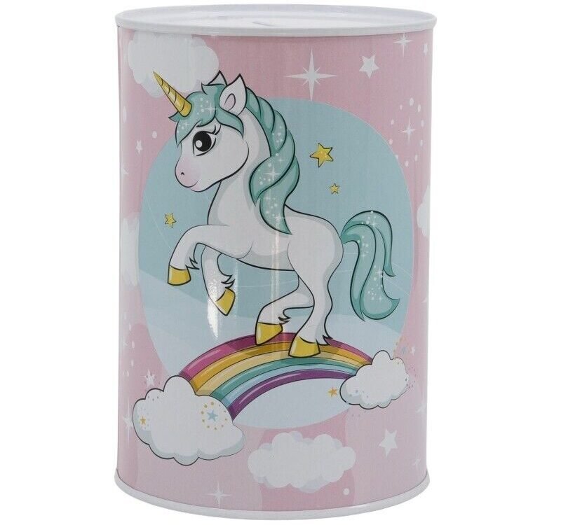 Unicorn Money Piggy Bank Coin Saving Cash Tin Metal Kids Favorite Hero Cartoon Character