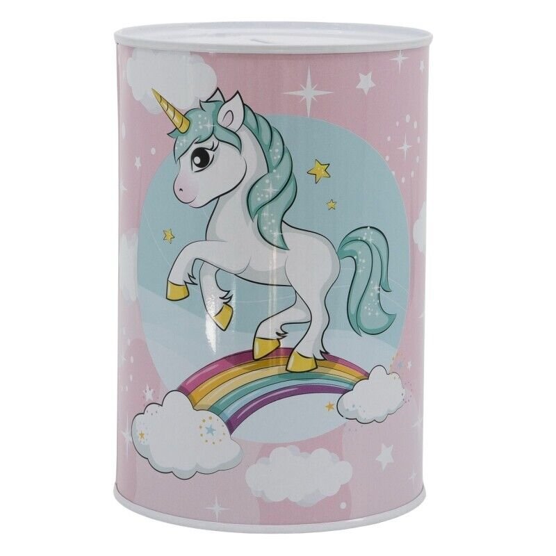 Unicorn Money Piggy Bank Coin Saving Cash Tin Metal Kids Favorite Hero Cartoon Character