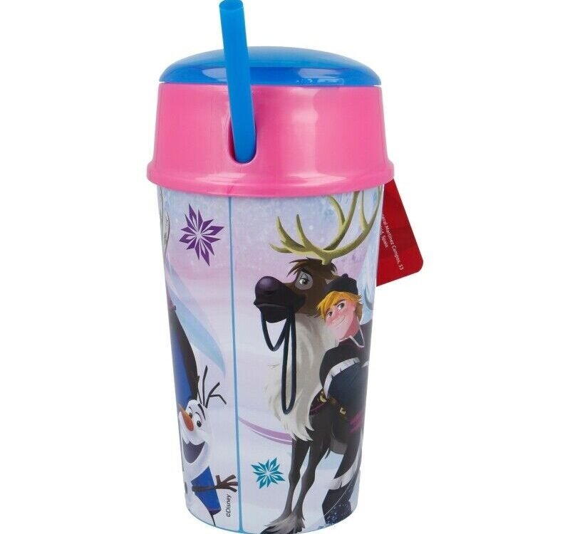 frozen aqua snack tumbler with straw