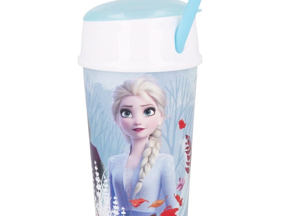 frozen white snack tumbler with straw