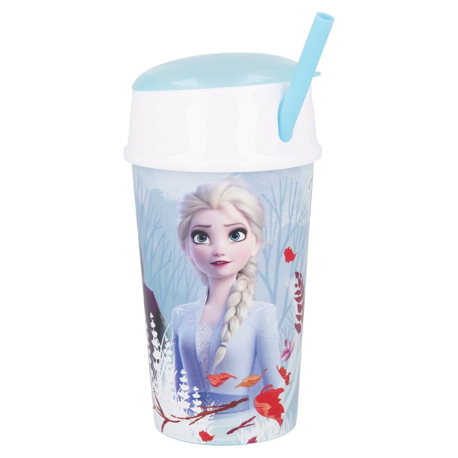frozen white snack tumbler with straw