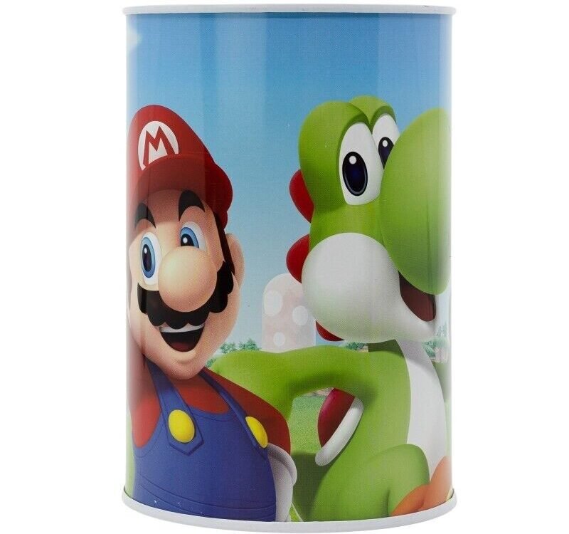 Super Mario Money Piggy Bank Coin Saving Cash Tin Metal Kids Favorite Hero Cartoon Character