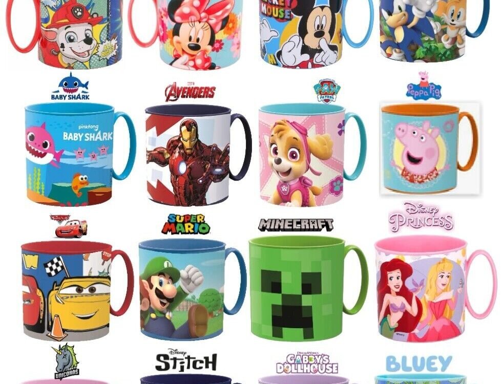 Kids Character Microwave Safe Plastic Mugs
