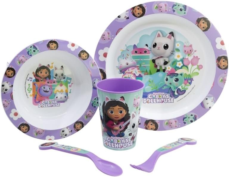 Gabby's Dollhouse Microwave safe 5pc dinnerset