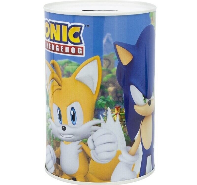 Sonic Money Piggy Bank Coin Saving Cash Tin Metal Kids Favorite Hero Cartoon Character