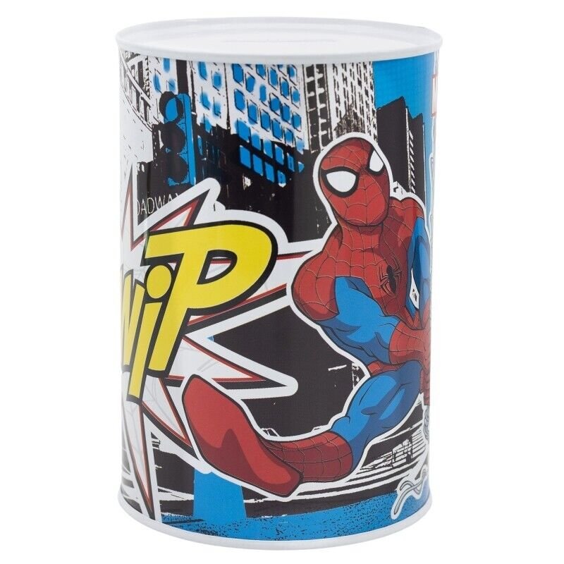 Spiderman Street Money Piggy Bank Coin Saving Cash Tin Metal Kids Favorite Hero Cartoon Character