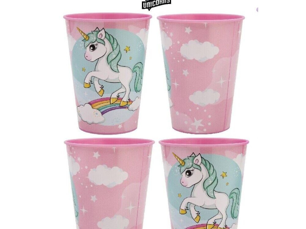 Unicorn 260ml cup set of 4 Re-Usable Plastic