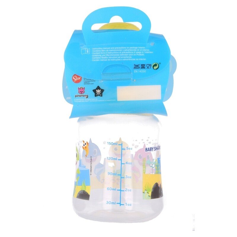 New Pinkfong Baby Shark Character 150ml Wideneck Baby Bottle Silicone Teat New Pinkfong Baby Shark Character 150ml Wideneck Baby Bottle Silicone Teat
